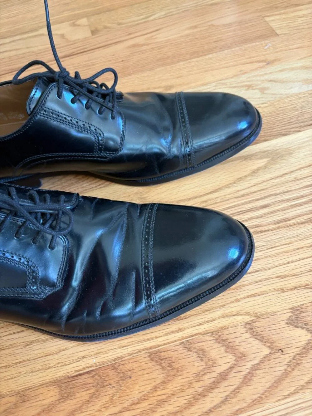 Johnston & Murphy Bradford Cap Toe Black Dress Shoes - size 13